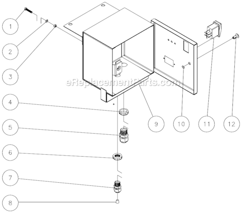 Electrical Box Assembly Diagram and Parts List for HVSSERIES  Mi-T-M Pressure Washer