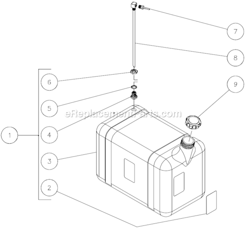 Gas Tank Assembly Diagram and Parts List for HVSSERIES  Mi-T-M Pressure Washer