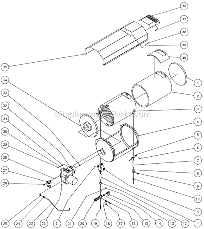 Heat Exchanger Assembly Diagram and Parts List for HVSSERIES  Mi-T-M Pressure Washer