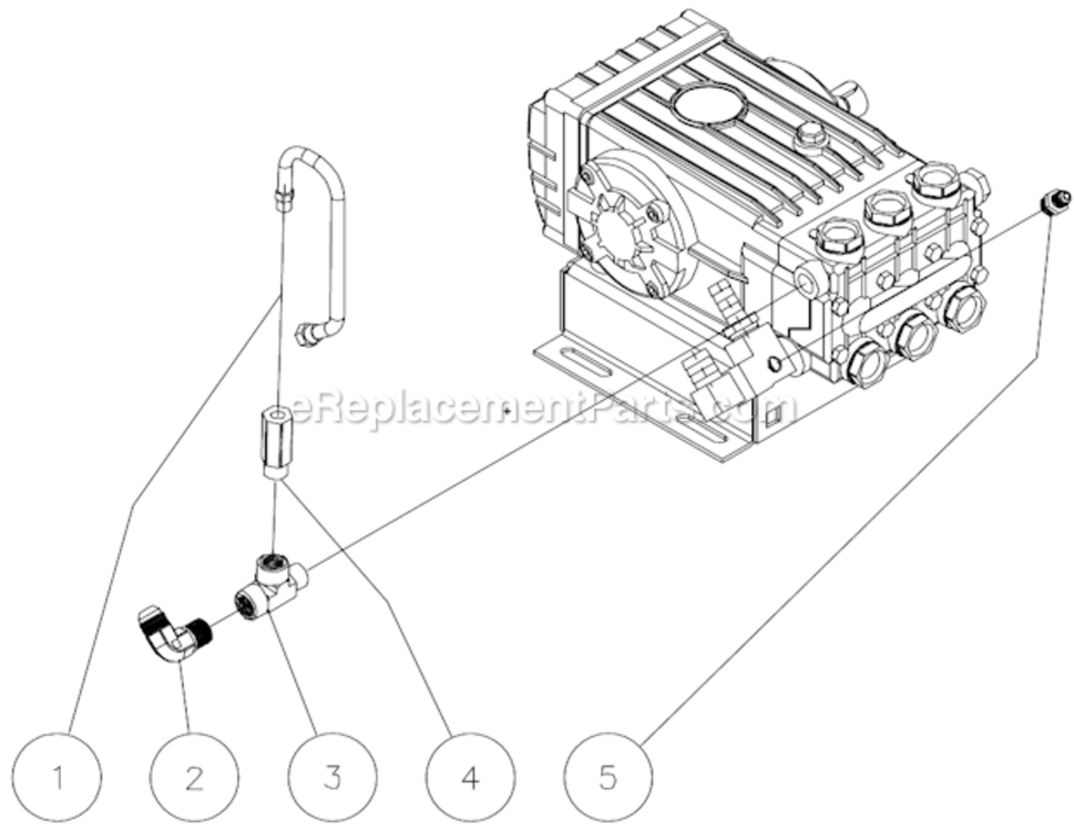 Pump Plumbing: Pressure Trapping Unloader Diagram and Parts List for HVSSERIES  Mi-T-M Pressure Washer