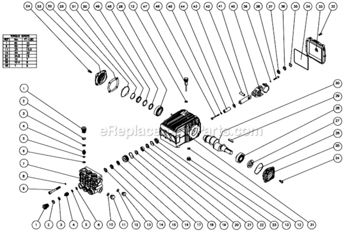 Pump Assembly Before S/N 15019140 Diagram and Parts List for HVSSERIES  Mi-T-M Pressure Washer