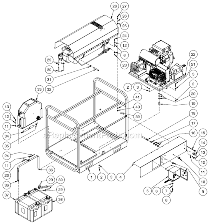 Unit Assembly Diagram and Parts List for HVSSERIES  Mi-T-M Pressure Washer