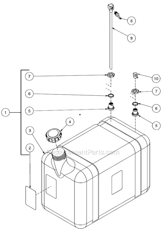 Burner Fuel Tank Diagram and Parts List for HVSSERIES  Mi-T-M Pressure Washer