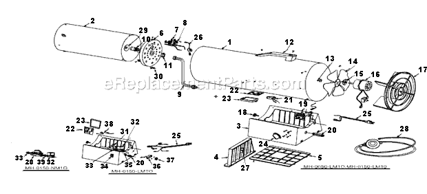 Page A Diagram and Parts List for MH-0150-NM10  Mi-T-M Heater