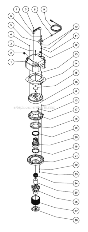 Vacuum Power Head Assembly Diagram and Parts List for MV-900-0MEV  Mi-T-M Utility Vacuum