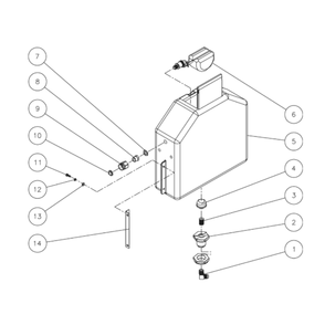 Float Tank Diagram and Parts List for HHD-3004-0E5G  Mi-T-M Pressure Washer