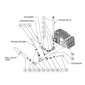 Pump Plumbing Diagram and Parts List for HDS-3505-0V6G  Mi-T-M Pressure Washer
