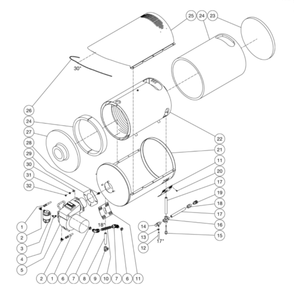 Heat Exchanger Diagram and Parts List for HHS-3004-1E9A  Mi-T-M Pressure Washer