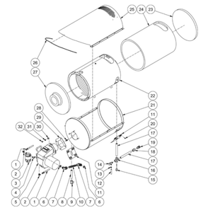 Heat Exchanger Diagram and Parts List for HHS-2004-1E2A  Mi-T-M Pressure Washer