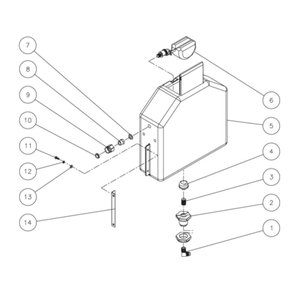Float Tank Diagram and Parts List for HHS-1002-0E1G  Mi-T-M Pressure Washer
