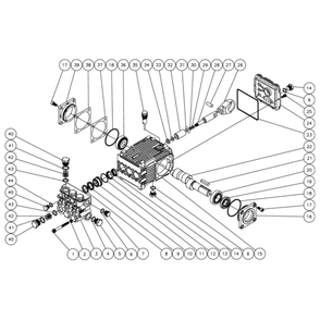 Pump Diagram and Parts List for HHS-3005-1E9A  Mi-T-M Pressure Washer
