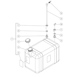 Burner Fuel Tank Diagram and Parts List for HS-3504-0MGV  Mi-T-M Pressure Washer