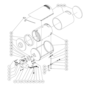 Heat Exchanger Diagram and Parts List for HHS-1003-2E1G  Mi-T-M Pressure Washer
