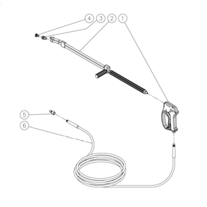 Gun/Wand/Hose Diagram and Parts List for HS-3506-0MGK  Mi-T-M Pressure Washer