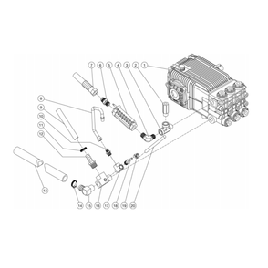 Pump Plumbing Diagram and Parts List for HDC-4004-1H6A  Mi-T-M Pressure Washer