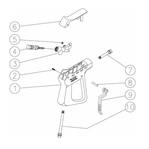 Gun Diagram and Parts List for HS-3505-0MGV  Mi-T-M Pressure Washer
