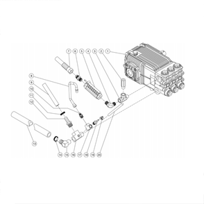 Pump Plumbing Diagram and Parts List for HDC-3505-0H6G  Mi-T-M Pressure Washer