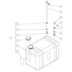 Diesel Fuel Tank Diagram and Parts List for HVS-3505-0B7G  Mi-T-M Pressure Washer