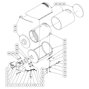 Heat Exchanger Diagram and Parts List for HHS-3004-1E9G  Mi-T-M Pressure Washer