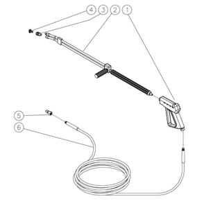 Gun/Wand/Hose Diagram and Parts List for HHS-2004-1E2A  Mi-T-M Pressure Washer
