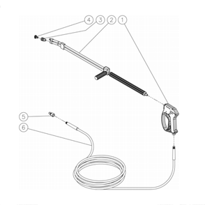 Gun/Wand/Hose Diagram and Parts List for HG-1805-1230  Mi-T-M Pressure Washer