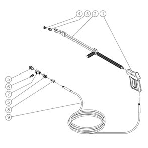 Dual Gun Option Diagram and Parts List for HEG  Mi-T-M Pressure Washer