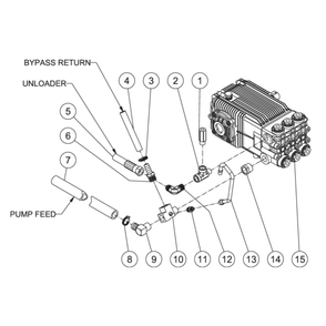 Pump Plumbing Diagram and Parts List for HVS-4004-0H6A  Mi-T-M Pressure Washer