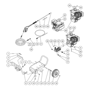Frame Diagram and Parts List for WP-2700-3MHB  Mi-T-M Pressure Washer