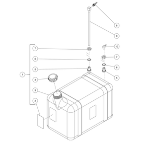 Burner Fuel Tank Diagram and Parts List for HS-3005-0MGV  Mi-T-M Pressure Washer