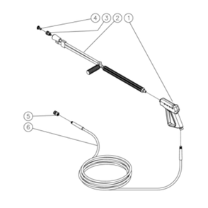 Gun/Wand/Hose Diagram and Parts List for HHS-1002-0E1G  Mi-T-M Pressure Washer