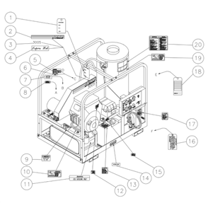 Decal Placement Diagram and Parts List for HS-3005-CMV2GASOLINE-DIESEL  Mi-T-M Pressure Washer