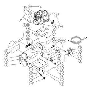 Tank Diagram and Parts List for AM1-HE02-05M  Mi-T-M Compressor