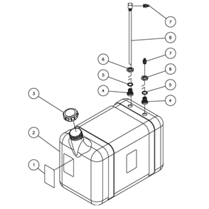 Fuel Tank Diagram and Parts List for HHS-3004-0E3A  Mi-T-M Pressure Washer