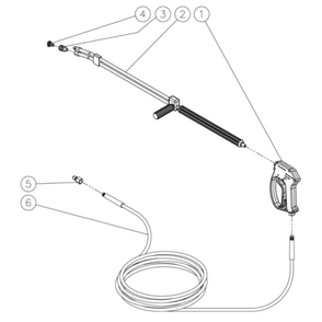Gun/Wand/Hose Diagram and Parts List for HS-3005-0MGK  Mi-T-M Pressure Washer