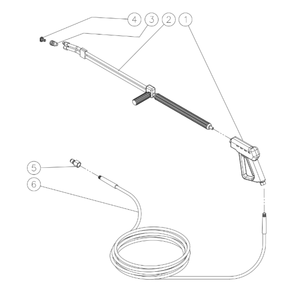 Gun/Wand/Hose Diagram and Parts List for HHS-2004-0E3G  Mi-T-M Pressure Washer