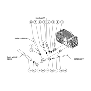 Pump Plumbing Diagram and Parts List for HDS-4005-0K6A  Mi-T-M Pressure Washer