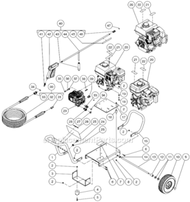Frame Assembly After S/N 10173072 Diagram and Parts List for CA-2403-0MRB  Mi-T-M Pressure Washer