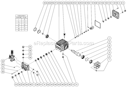 Pump Assembly Diagram and Parts List for CA-2403-0MVB  Mi-T-M Pressure Washer