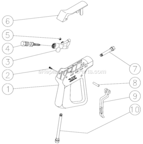 Gun Assembly Diagram and Parts List for CA-2703-0MHB  Mi-T-M Pressure Washer