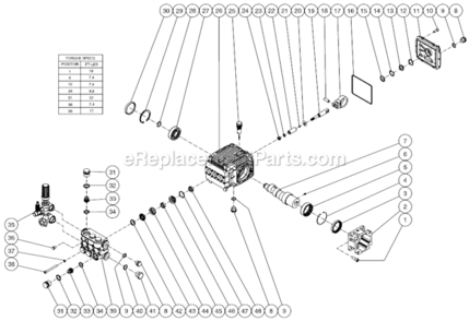 Pump Assembly Diagram and Parts List for CA-2703-0MRB  Mi-T-M Pressure Washer