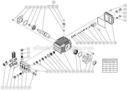 Pump Assembly Diagram and Parts List for CA-2703-8MRB  Mi-T-M Pressure Washer