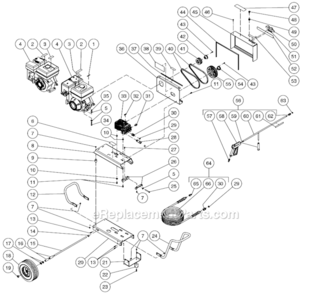 Frame Assembly Before S/N 10202373 Diagram and Parts List for CBA-2504-0MRB  Mi-T-M Pressure Washer