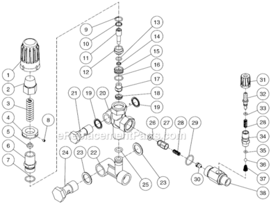 Unloader Assembly Diagram and Parts List for CD-1002-2MUH  Mi-T-M Pressure Washer