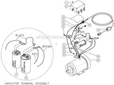 Motor Assembly Diagram and Parts List for CD-1502-0MUH  Mi-T-M Pressure Washer