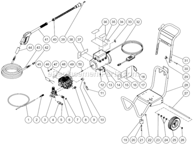 Frame Assembly Diagram and Parts List for CD-1502-2MUC  Mi-T-M Pressure Washer