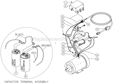 Motor Assembly Diagram and Parts List for CD-1502-2MUC  Mi-T-M Pressure Washer