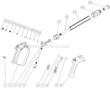 Gun Assembly Diagram and Parts List for CD-2003-2MHC  Mi-T-M Pressure Washer