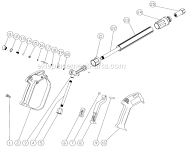 Gun Assembly Diagram and Parts List for CD-2003-2MVC  Mi-T-M Pressure Washer