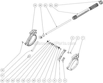 Gun And Lance Assembly Diagram and Parts List for CD-2003-2MVC  Mi-T-M Pressure Washer