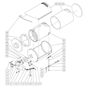 Heat Exchanger Diagram and Parts List for HHS-3004-2E9G  Mi-T-M Pressure Washer